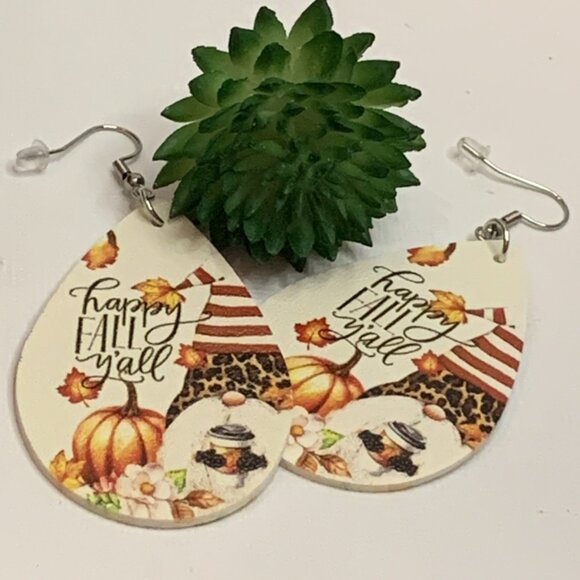 Gnome Earring, Pumpkin Earring, Fall Earring, Thanksgiving Earring, Gift Idea - Picture 1 of 9